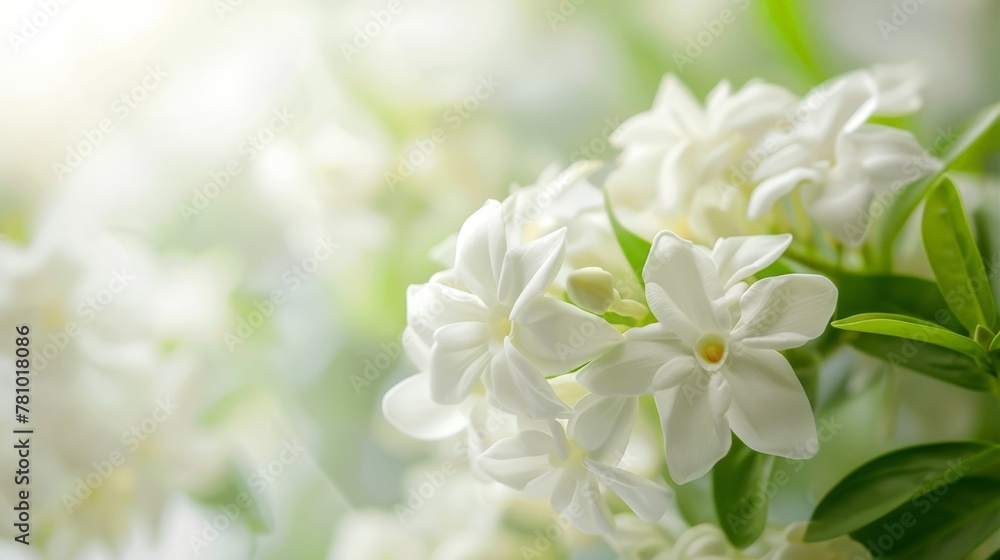Close-up of white flower and green leaves Close-up of white flower and green leaves