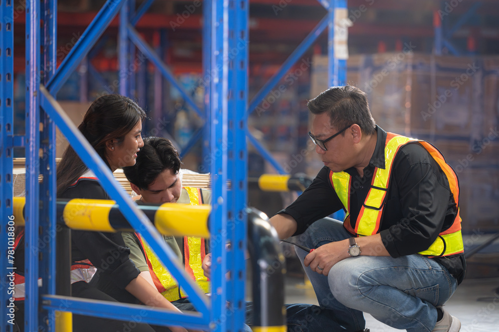 Obraz premium A warehouse employee suffered a leg accident at work