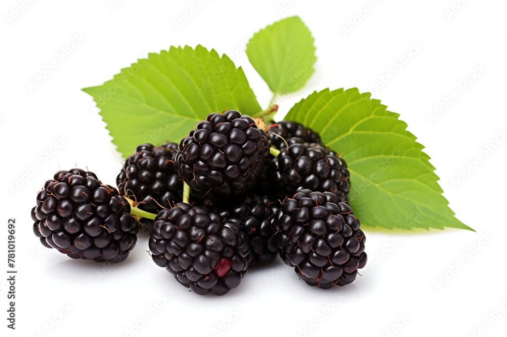 Mulberry on white background, Fresh Mulberry Mulberry on white background, Fresh Mulberry
