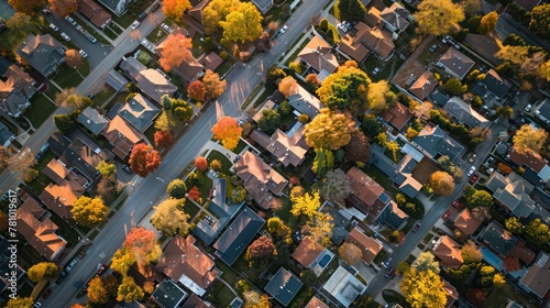 An aerial view of a bustling urban neighborhood, highlighting the demand for properties in prime locations. 