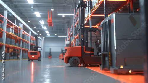 Infographic showcasing the efficiency gains in warehouses using AI-powered forklifts and robotics, © Anuwat