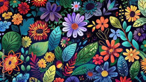 Full screen flowers  illustrations  background patterns.