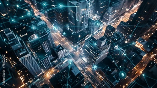 Wallpaper Mural Futuristic Network Over a Smart City Torontodigital.ca