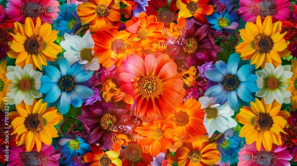 Witness the magic of nature as these bright brilliant flowers come together to form a kaleidoscope of vibrant colors.