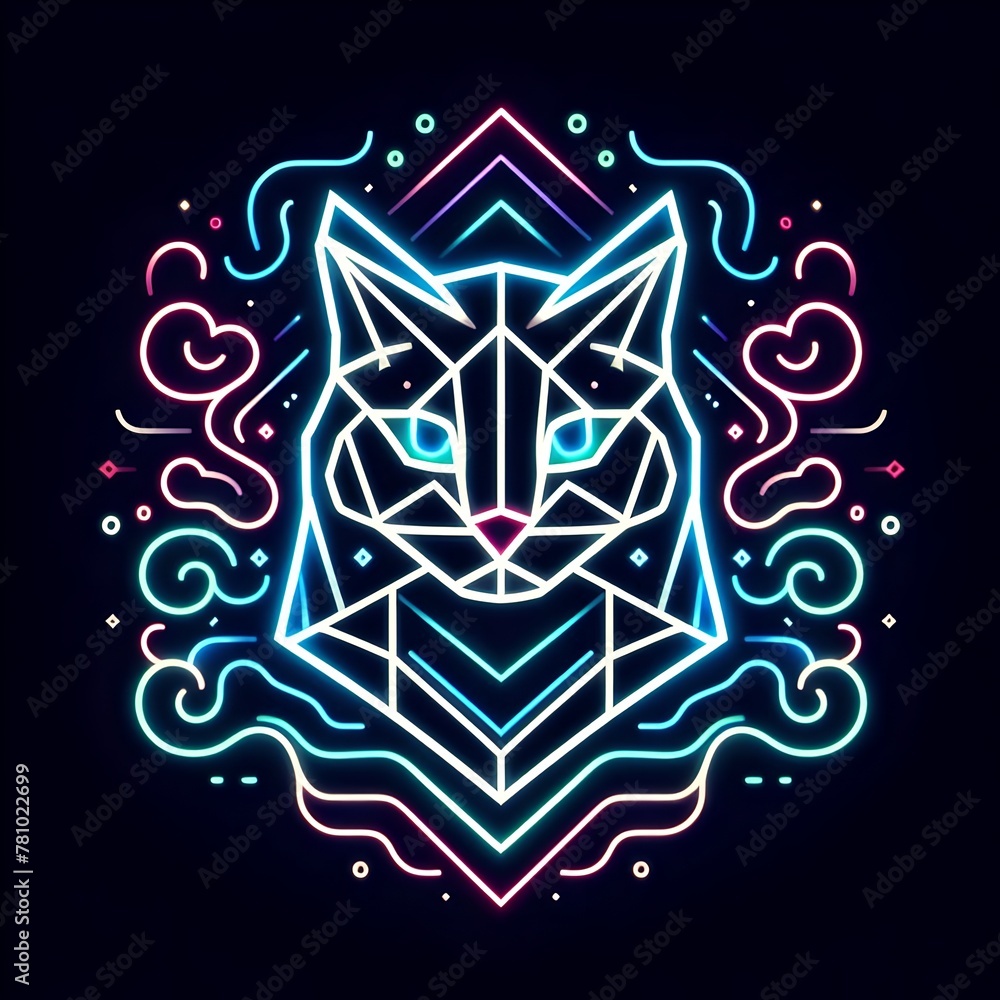 Obraz premium Cat silhouette with colorful shapes
