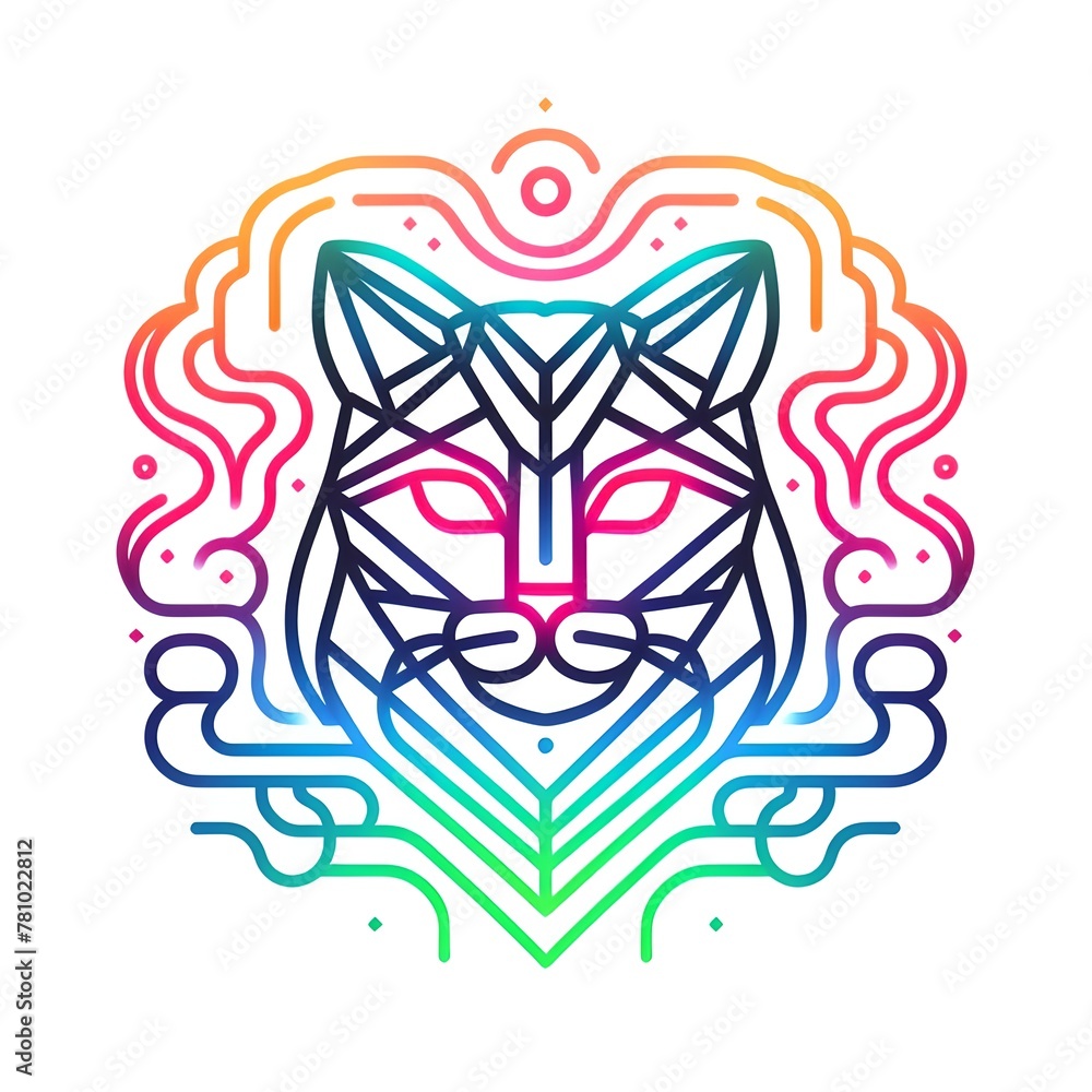Fototapeta premium Cat silhouette with colorful shapes 