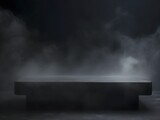 Dramatic Podium Platform with Dark Smoke and Spotlight in Empty Room for Product Display or Presentation