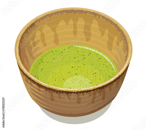 Matcha tea bowl against white background (ID: 781023257)
