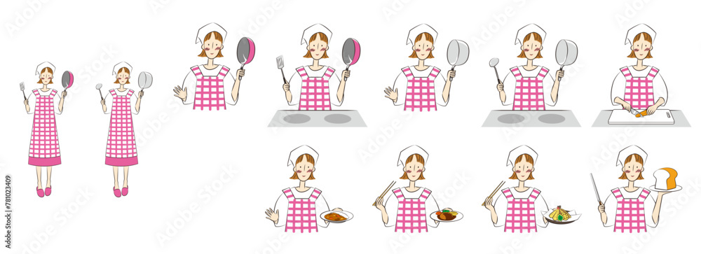 Cooking illustration (female set)