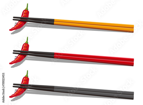 Color variations of chopsticks against white background (ID: 781023453)