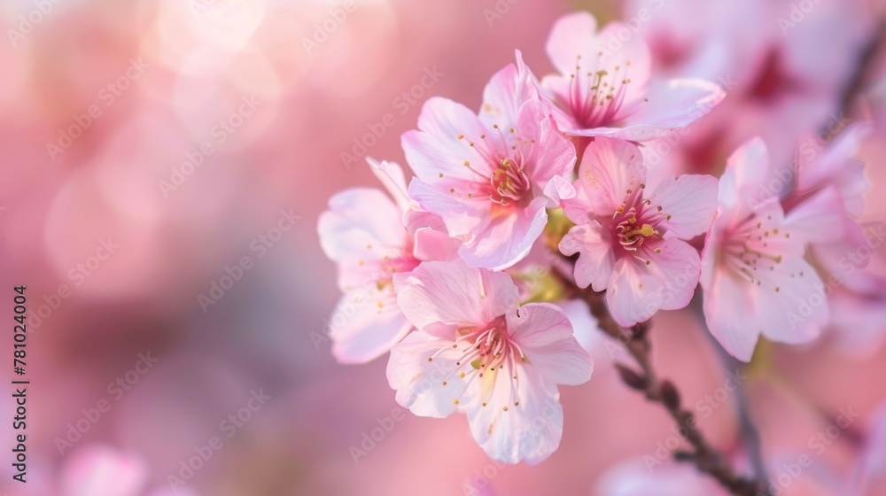 Close up of a pink blossom on branch