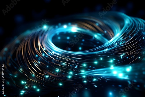 Glowing Fiber Optic Cables Forming Mesmerizing Patterns - A Futuristic Communication Concept