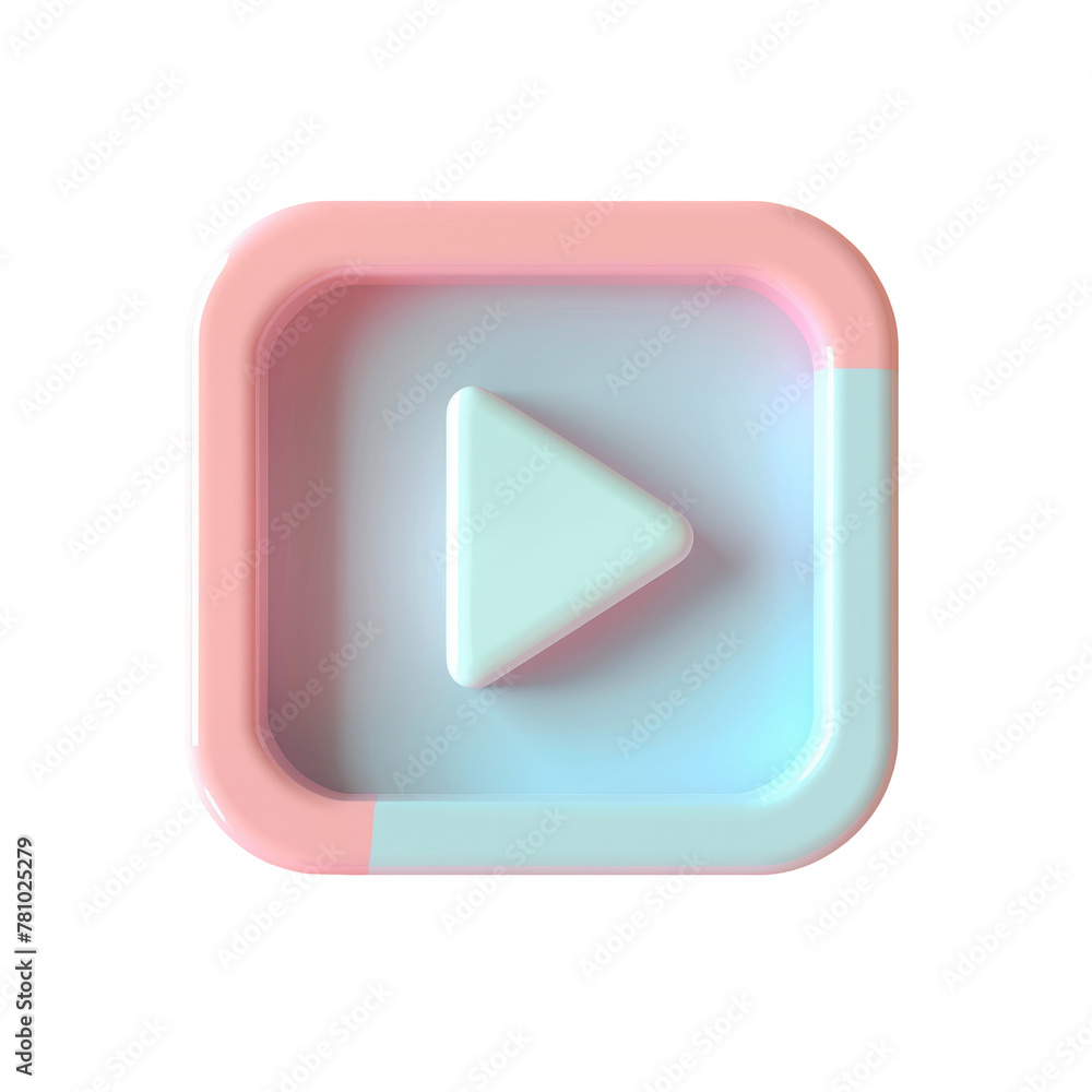 A pink and blue play button on a Transparent Background A pink and blue play button on a Transparent Background