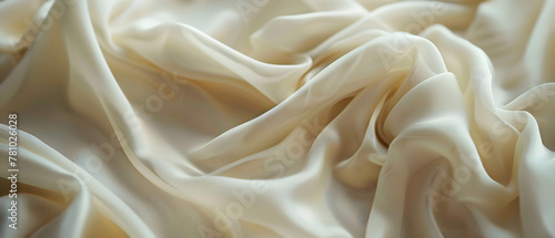 A white fabric with a pattern of waves. The fabric is very smooth and silky