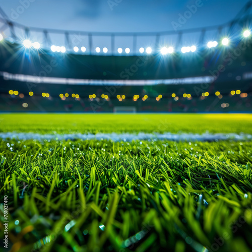 soccer pitch football ground grass on a stadium close up © All