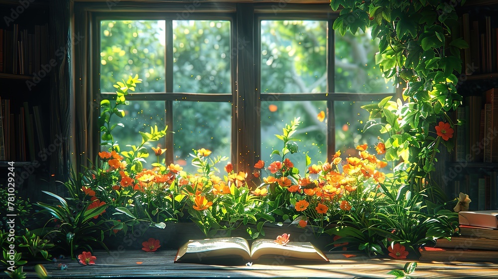 Tranquil Spring Day: Bathing in Warm Sunlight, Turning Pages of Time Slowly Tranquil Spring Day: Bathing in Warm Sunlight, Turning Pages of Time Slowly