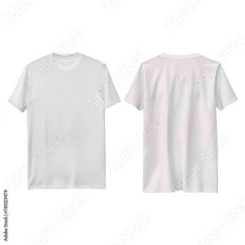 Two white t-shirts close up on Transparent Background