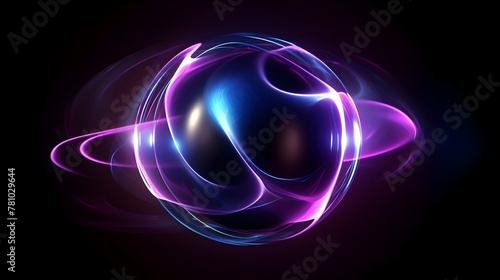 Mesmerizing Electromagnetic Plasma Sphere with Swirling Blue and Purple Energy Field