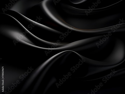Mesmerizing Folds of Luxurious Black Fabric Backdrop with Captivating Shadows and Highlights