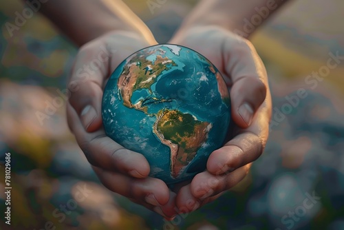 Our Influence Shapes the World We Share:Hands Holding the Globe,a Symbol of Global Responsibility and Collective Impact