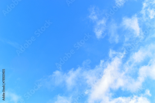 beautiful blue sky with white cloud  natural background in springtime