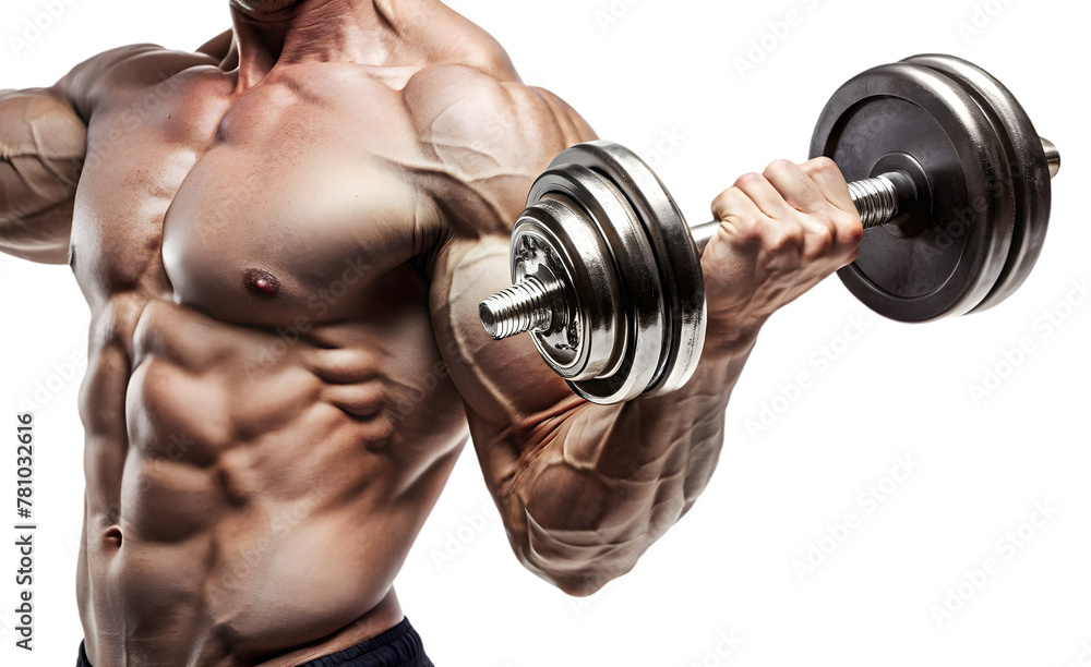 Muscular man lifting weights in gym, showcasing strength and fitness Muscular man lifting weights in gym, showcasing strength and fitness
