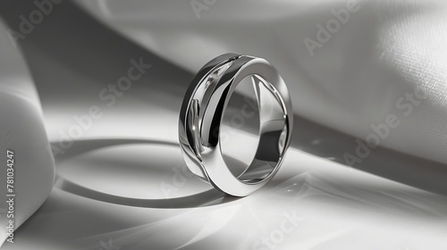 Elegant 925 sterling silver ring design on a soft backdrop. A luxurious and intricately designed ring stands out against a creamy, soft background, bathed in gentle light