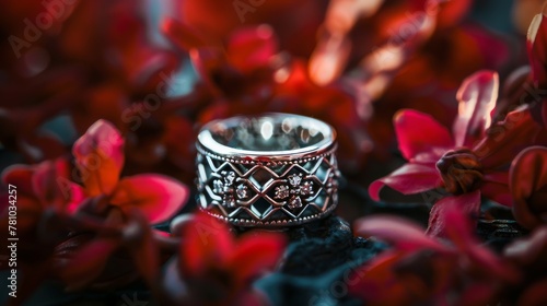 Wallpaper Mural Elegant 925 sterling silver ring design on a soft backdrop. A luxurious and intricately designed ring stands out against a creamy, soft background, bathed in gentle light Torontodigital.ca