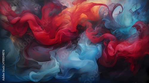 A dance of crimson and azure paints a mesmerizing tapestry of color in the void.