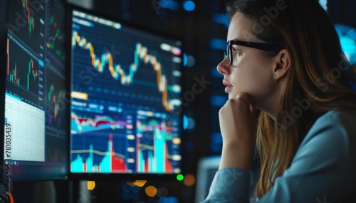 Concentrated Trader Analyzing Stock Market Trends.