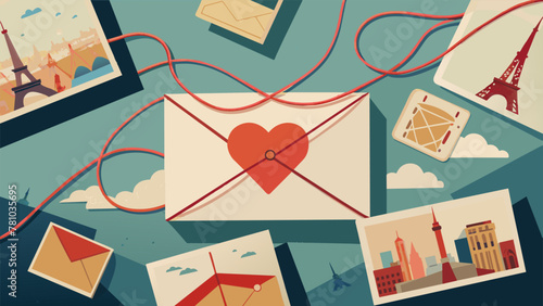 A collage of vintage postcards from different countries each one featuring a handwritten love letter from a longdistance lover to their