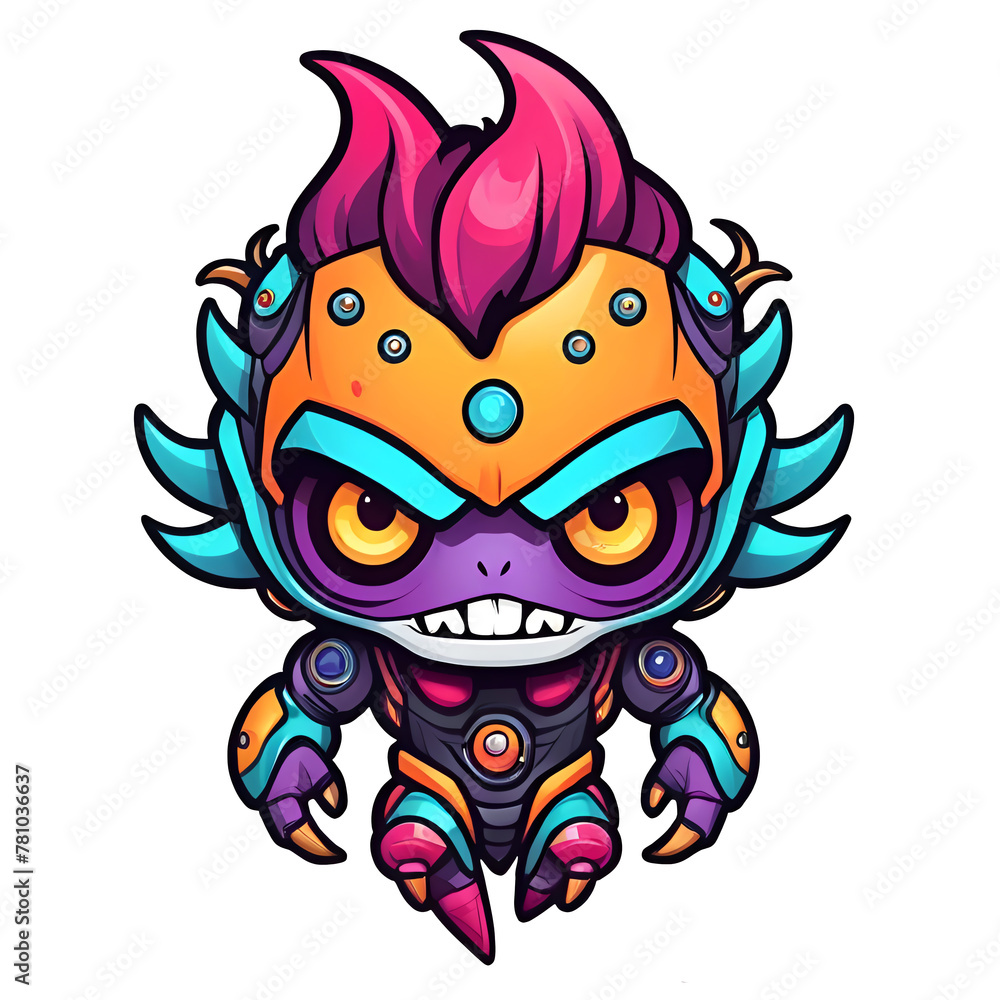 Chibi mascot logo for Tshirt, Monster, cartoon design