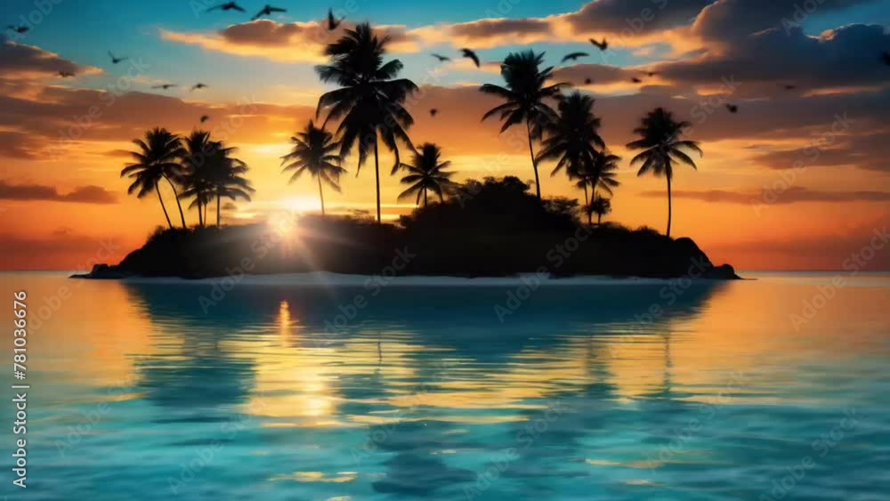 Tropical island at sunset on the beach Tropical island at sunset on the beach