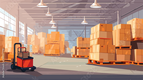 Factory warehouse interior and cargo storage vector