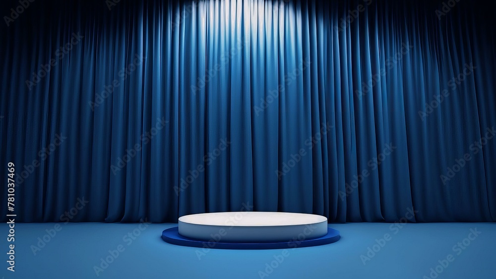 Blue podium on a blue background Blue podium on a blue background
