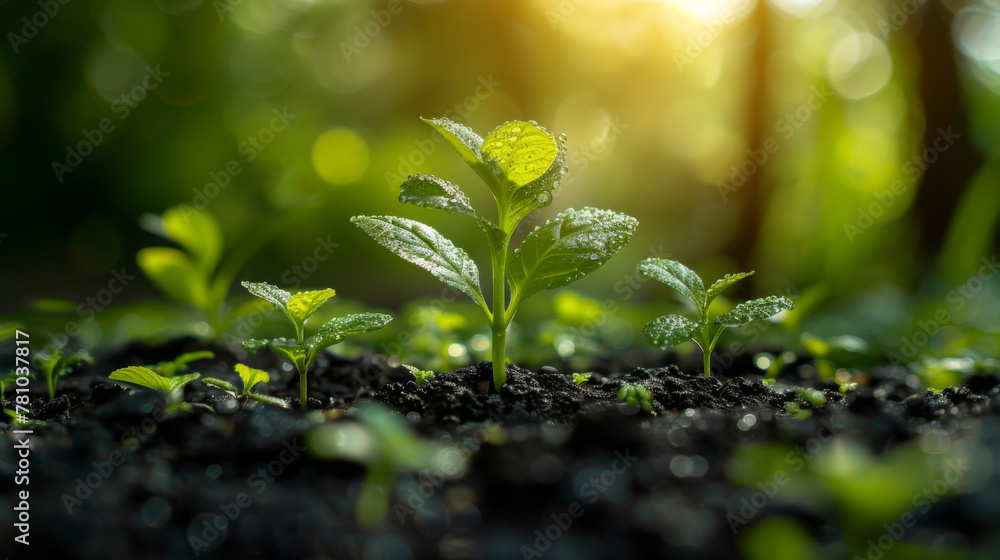 A small plant is growing in the dirt A small plant is growing in the dirt