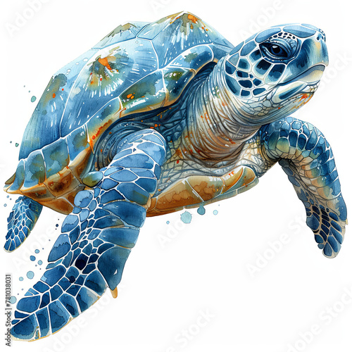 A turtle is swimming in the ocean