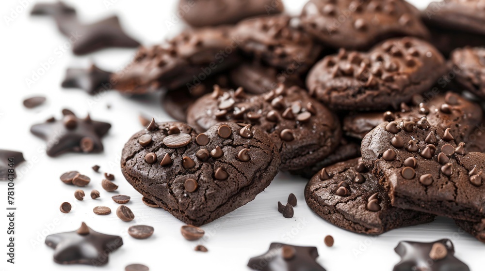 Chocolate cookies with scattered chocolate chips Chocolate cookies with scattered chocolate chips