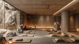 Modern Zen Meditation Room with Pillows and Candles