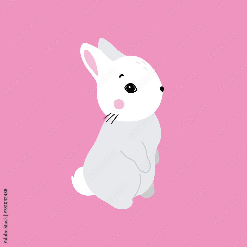 Bunny illustration, cute rabbit, hare. Gray, white, pink set of cutie animal portrait in pastel colors. Stickers, wall art, kids room decoration, easter Bunny illustration, cute rabbit, hare. Gray, white, pink set of cutie animal portrait in pastel colors. Stickers, wall art, kids room decoration, easter