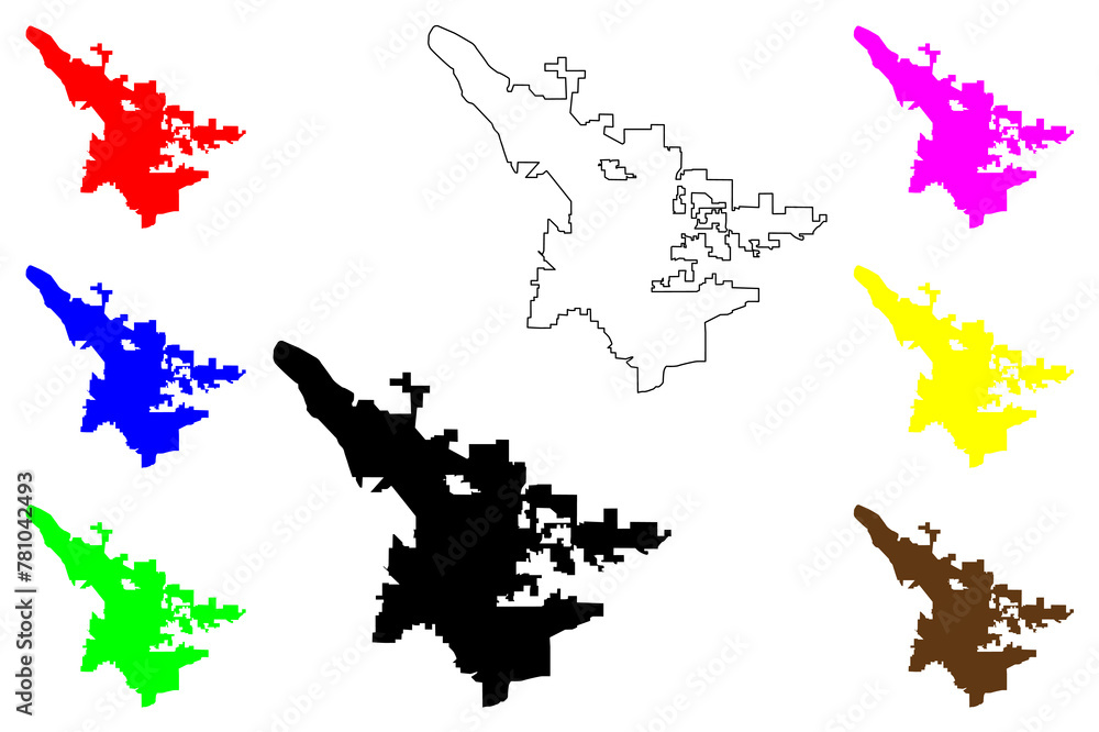 Obraz premium San Bernardino City (United States cities, United States of America, usa city) map vector illustration, scribble sketch City of San Bernardino map