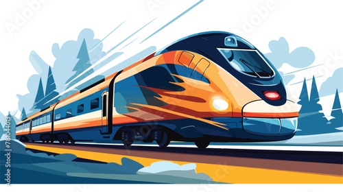 Fast high speed vector train 2d flat cartoon vactor