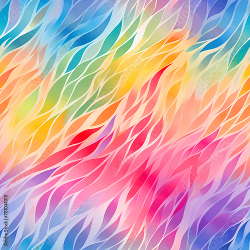 Vibrant Abstract Feather Pattern, Colorful Wavy Texture, Dynamic Artistic Background