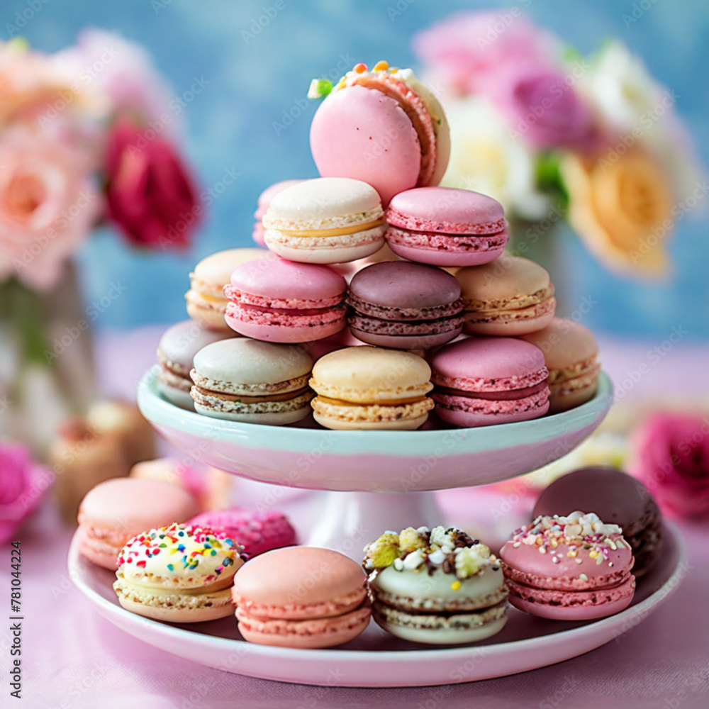 colorful macaroons on a wooden table colorful macaroons on a wooden table