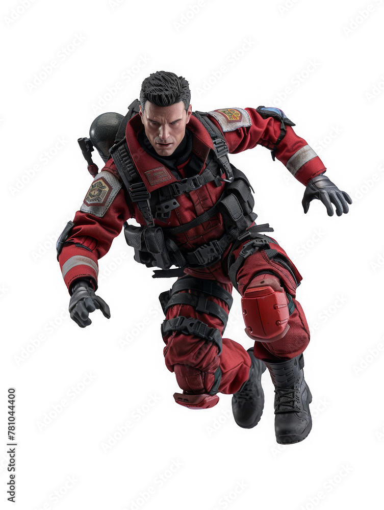 A man in a red outfit is running A man in a red outfit is running