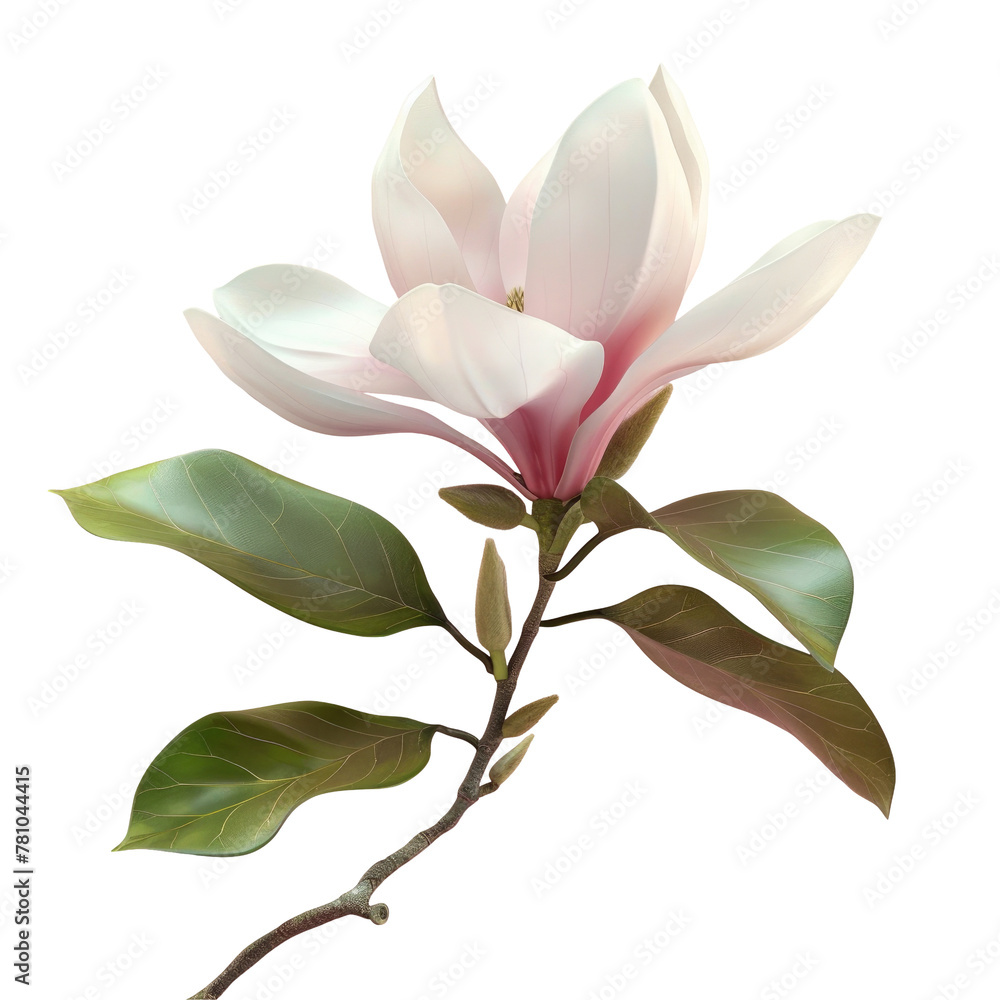 A close-up of a flower on a stem with leaves A close-up of a flower on a stem with leaves