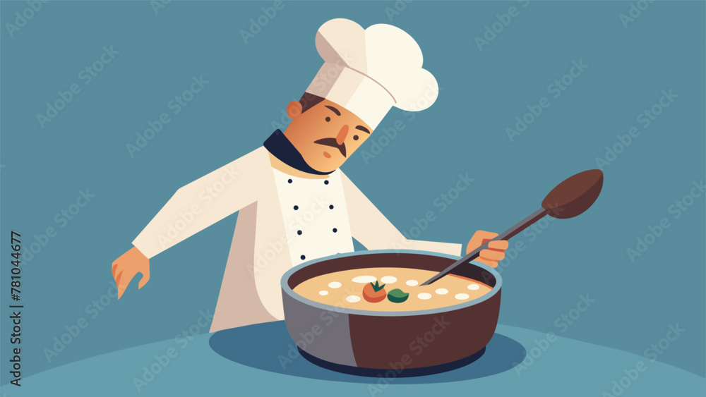 A chef delicately stirring a pot of risotto with a s made from a coffee bean infusing the dish with a depth of flavor. A chef delicately stirring a pot of risotto with a s made from a coffee bean infusing the dish with a depth of flavor.