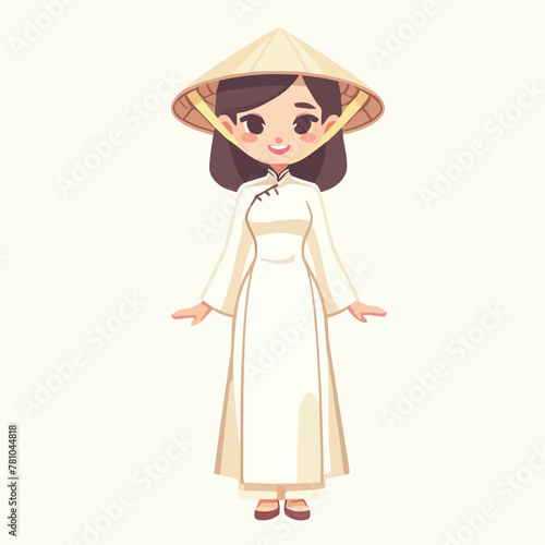 girl in a white dress with hat and beautiful