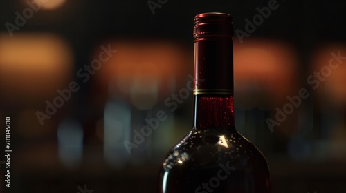 Bottle of wine on table at bar