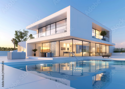 Beautiful modern minimalist villa with a swimming pool © Kien